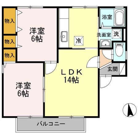 ベルネージュ大和Ｂの物件間取画像